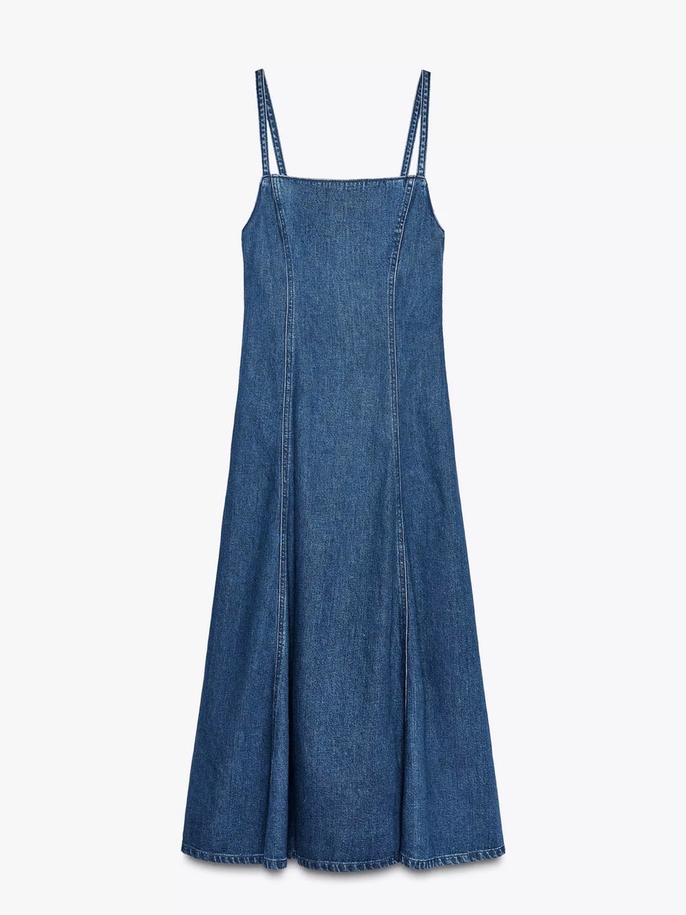 Zara Dark Blue Denim Slip Dress with Thin Straps